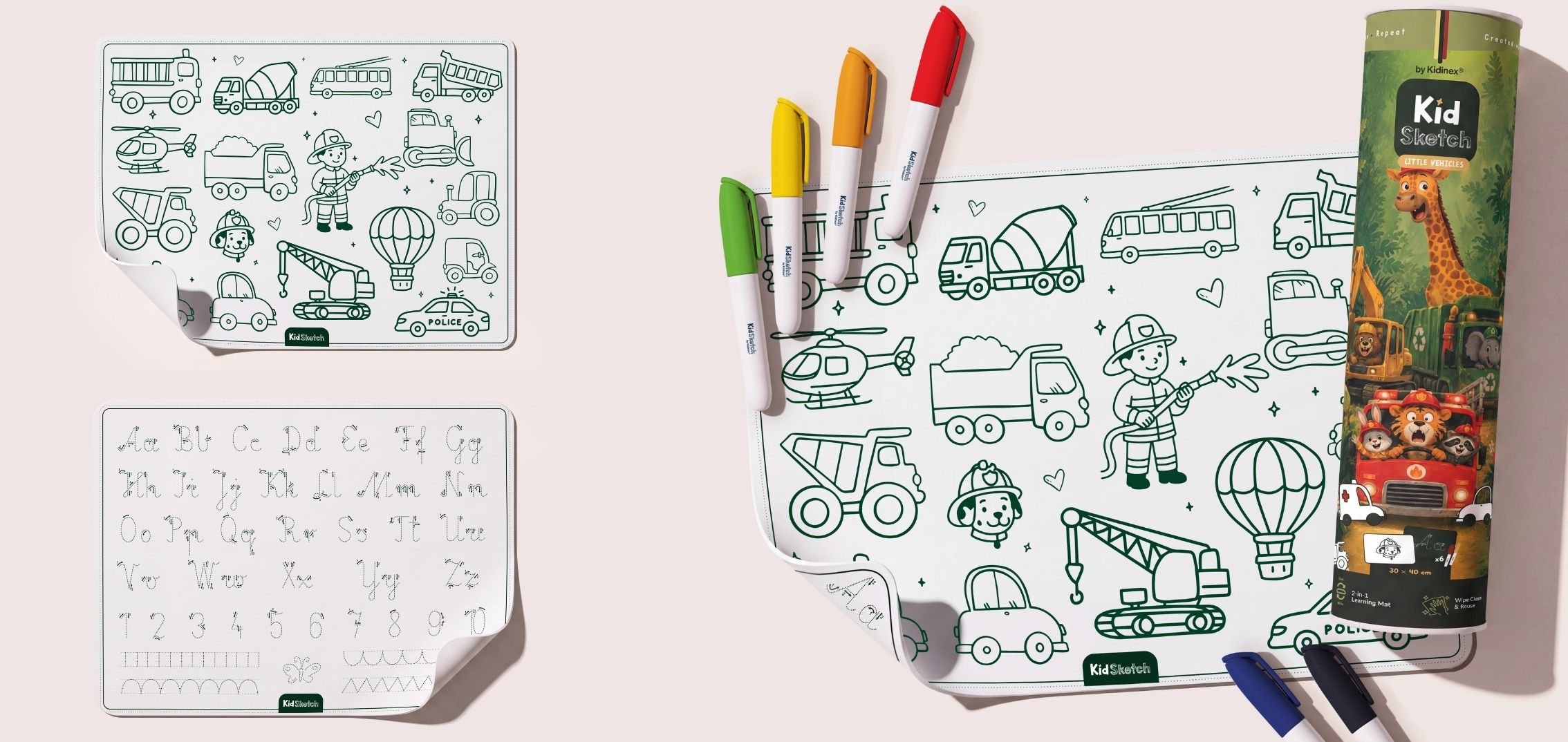 Silikonová podložka na malování a psaní KidSketch Little Wehicles